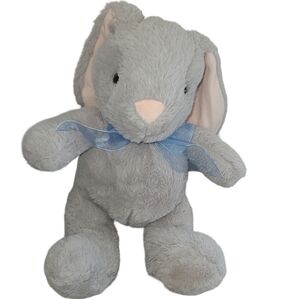 Dan Dee 13" Bunny Rabbit Plush Stuffed Animal Toy Gray Blue Bow Floppy Ears